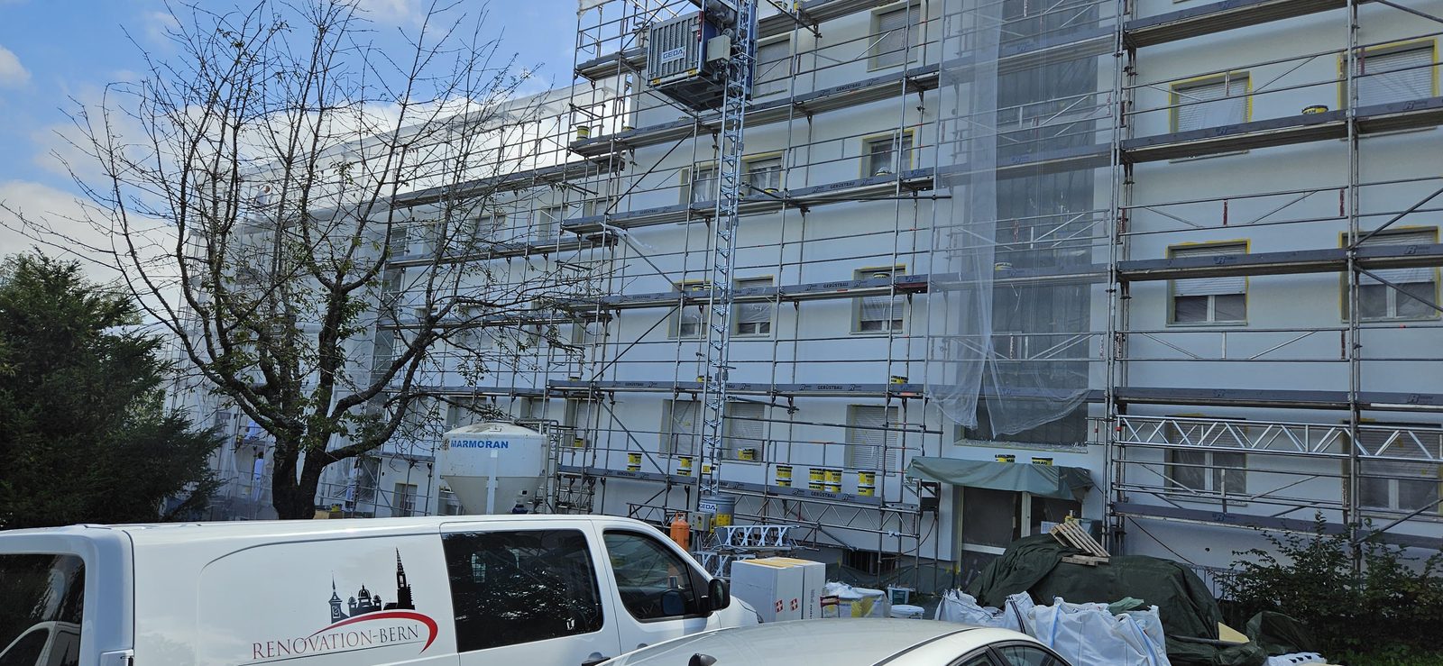 Aussenwärmedämmung im Aufbau, Schaufelweg Köniz